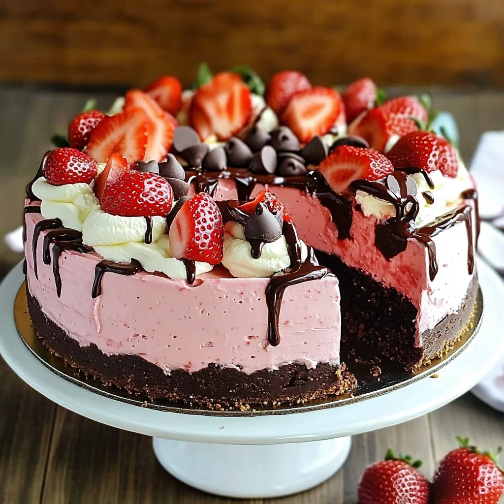 A single slice of chocolate cake topped with strawberries.