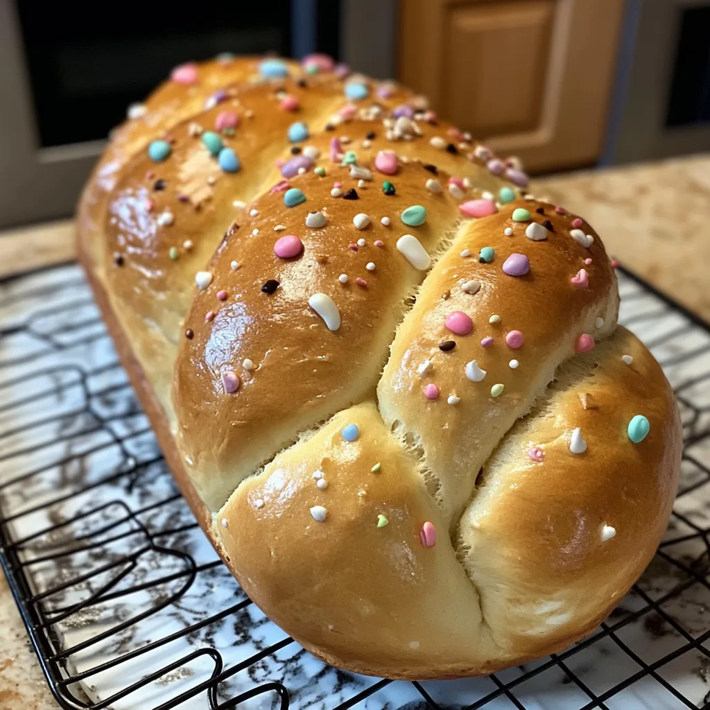 A loaf of bread with sprinkles on top.