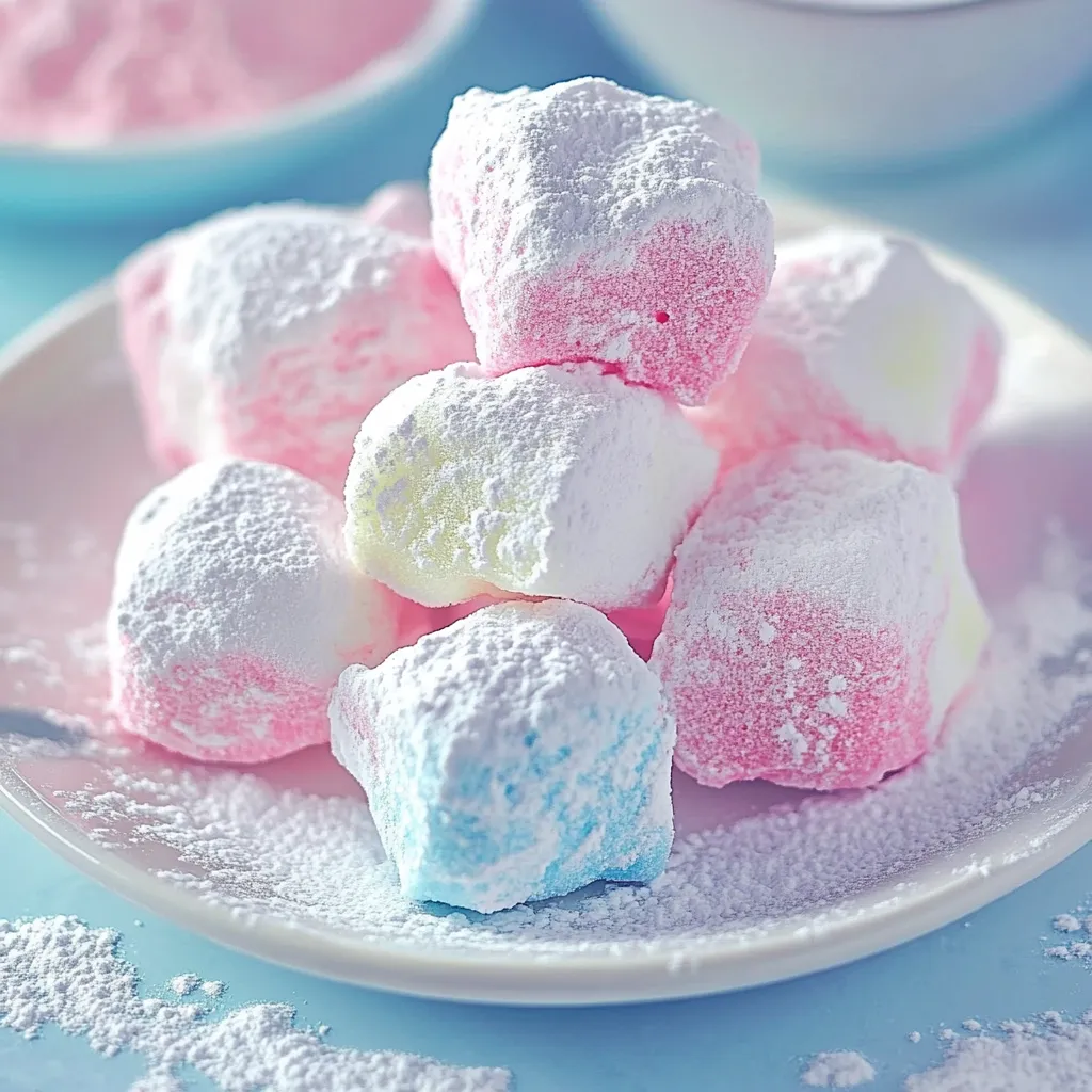 A plate of white and pink marshmallows.