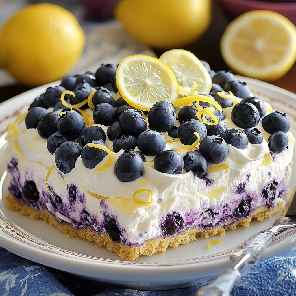 A slice of lemon blueberry cheesecake.