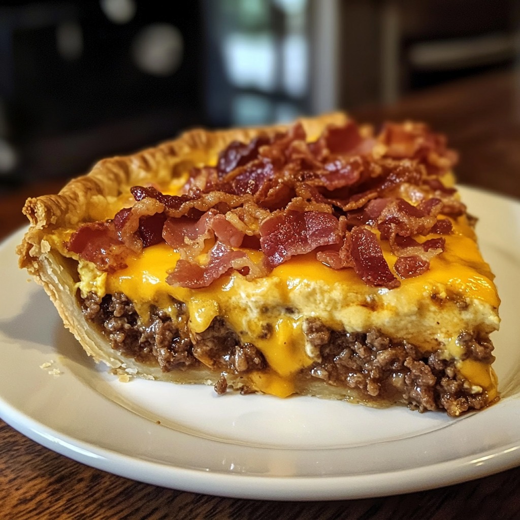 A slice of cheesy bacon pie.