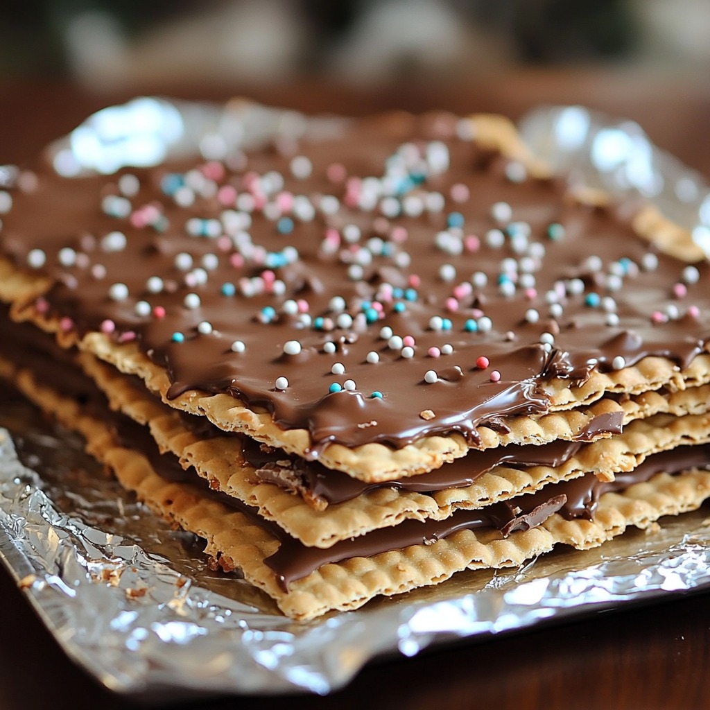A stack of chocolate covered crackers.