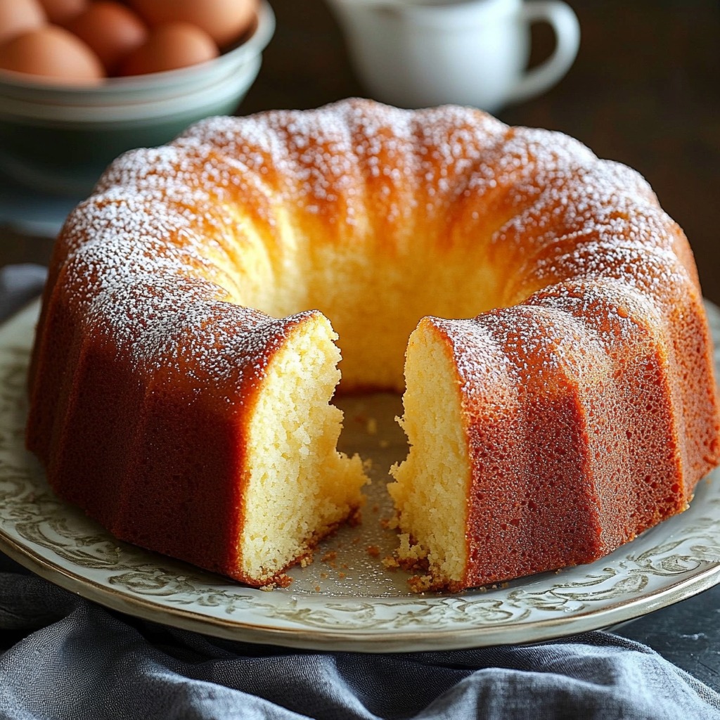 A cake with powdered sugar on it.