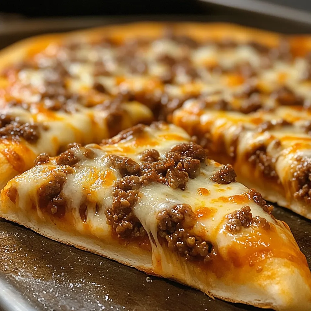 A slice of pizza with cheese and meat on it.