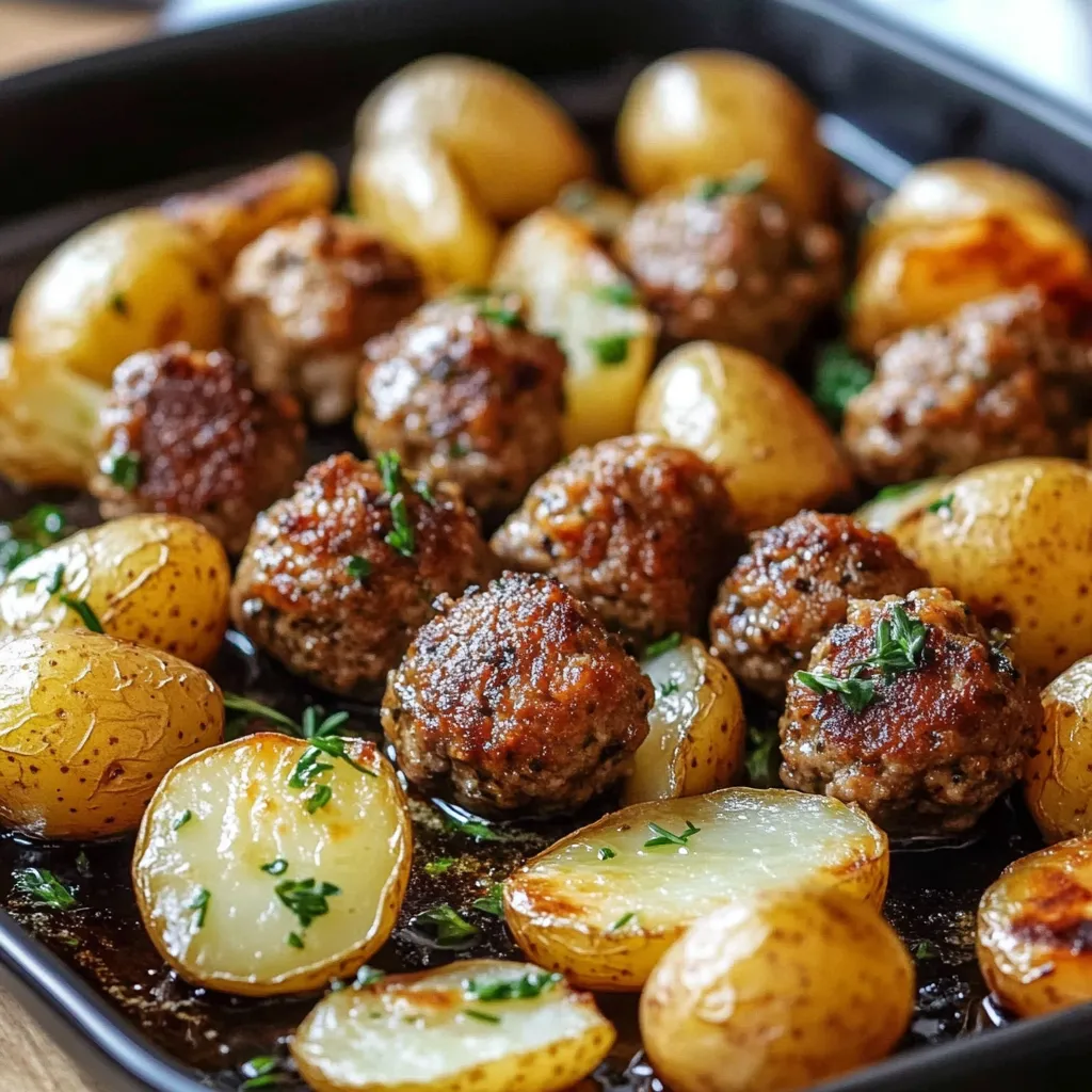 A plate of meatballs and potatoes.