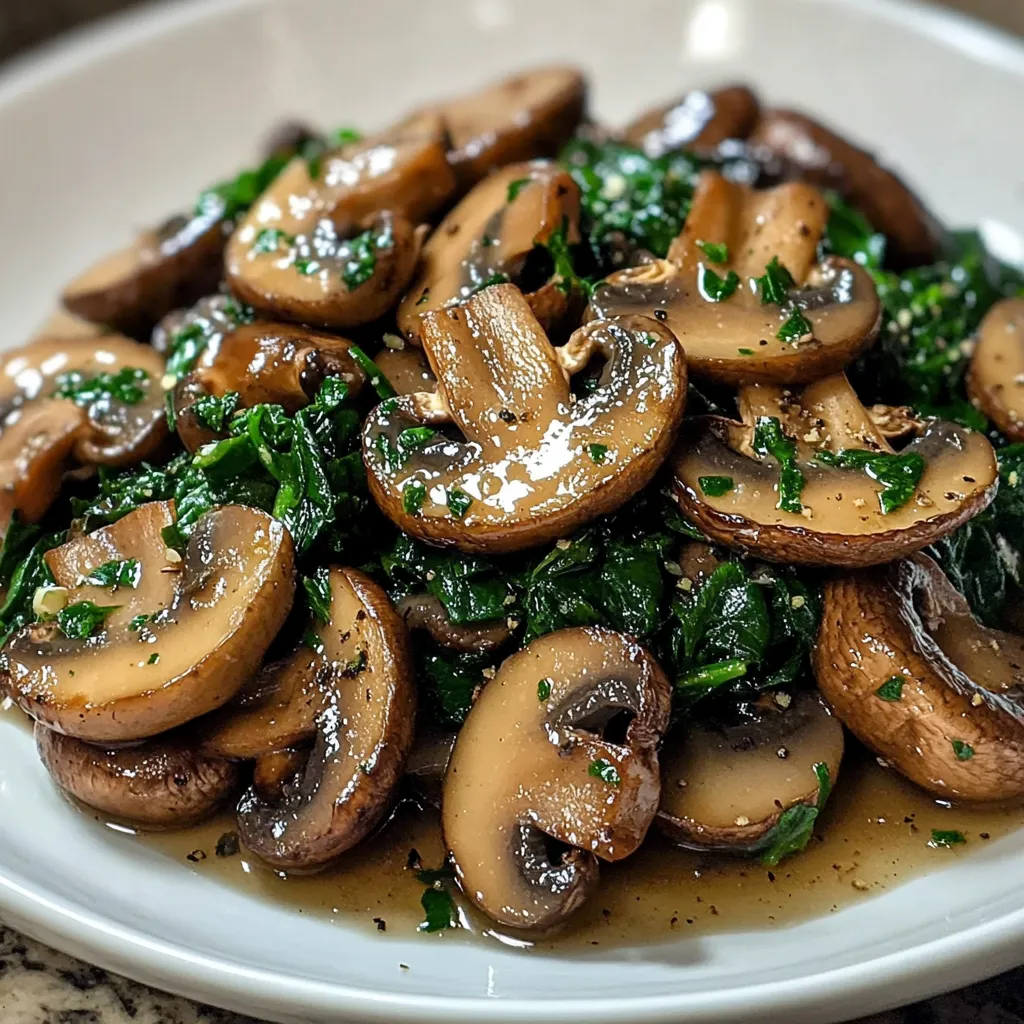 A plate of sautéed mushrooms.
