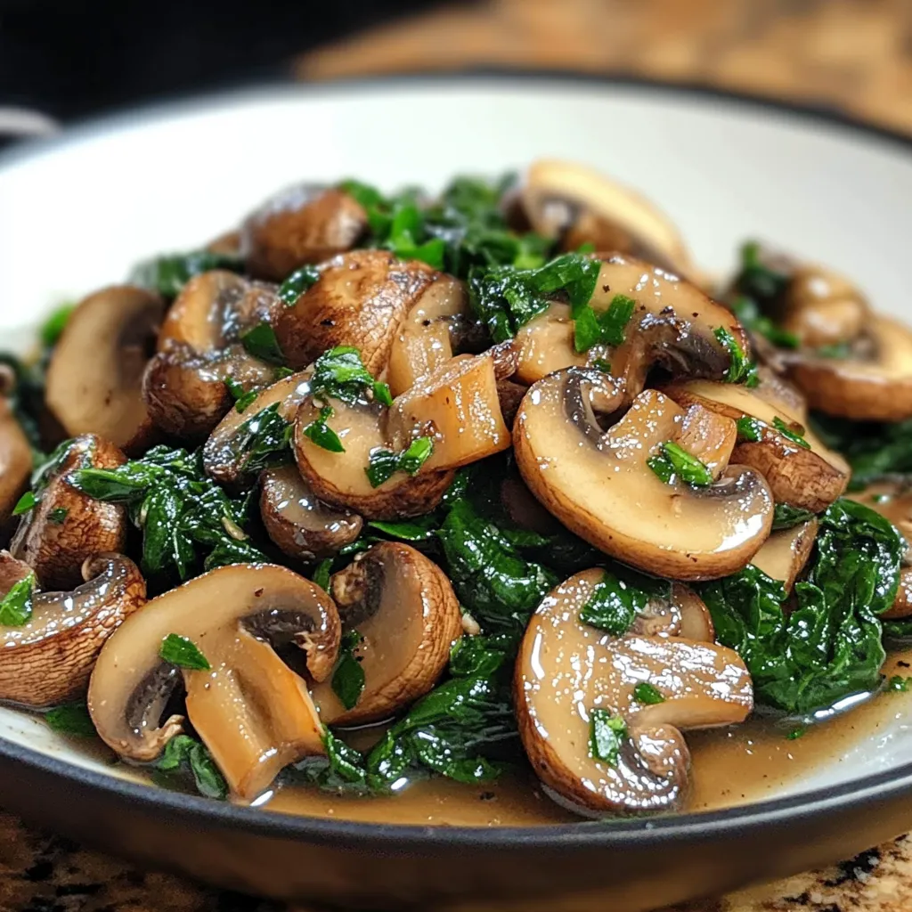 A plate of mushrooms and greens.