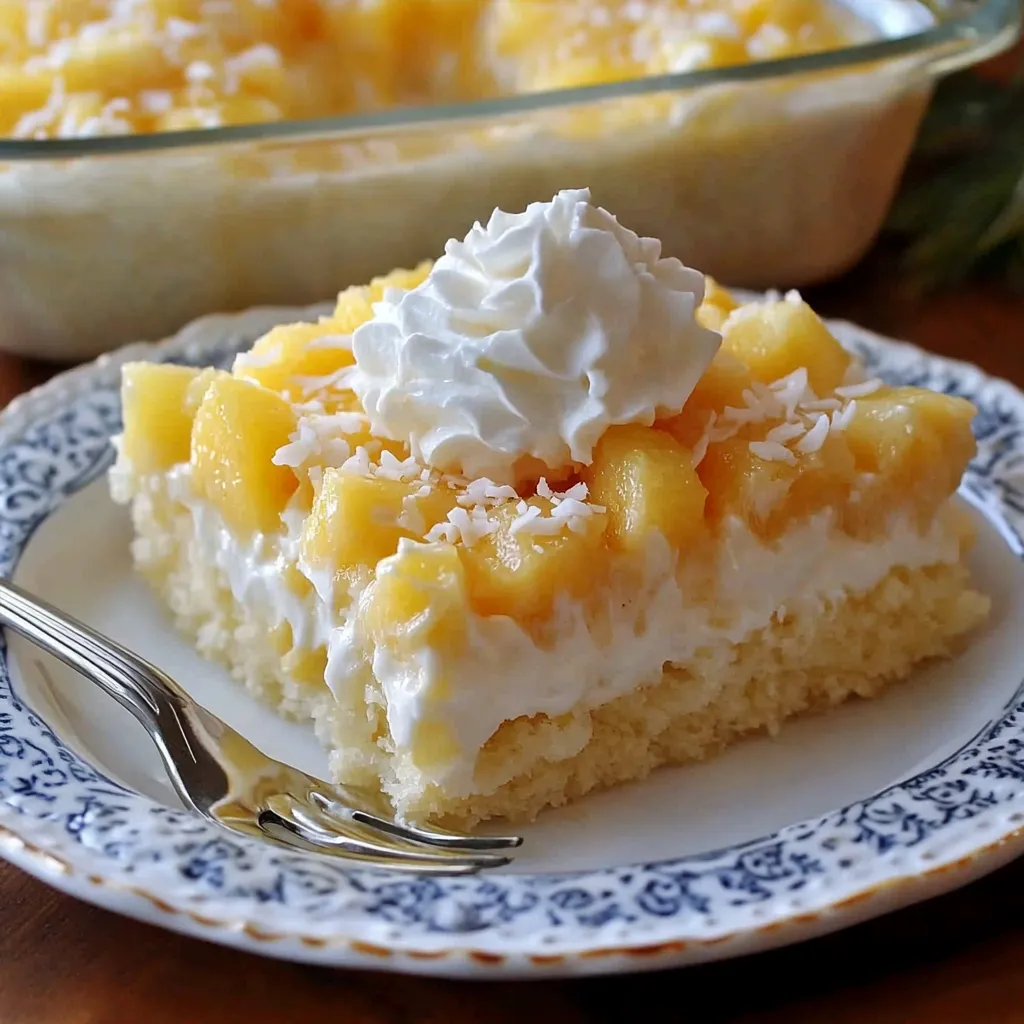 A slice of cake with whipped cream on top.