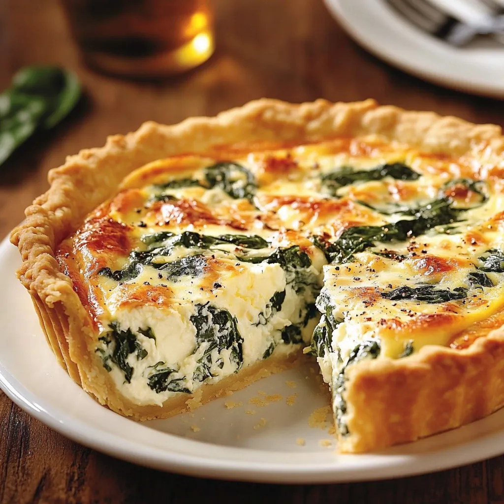 A slice of spinach quiche.