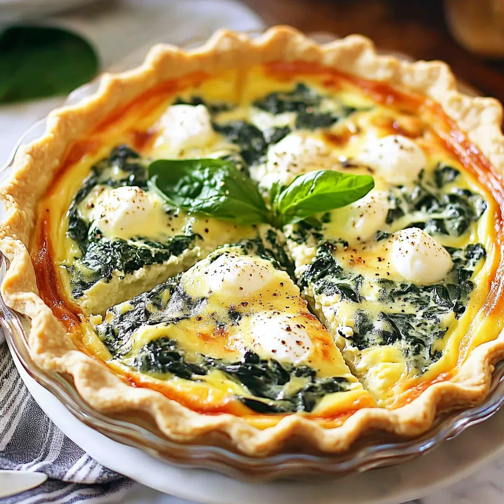 A slice of spinach quiche.