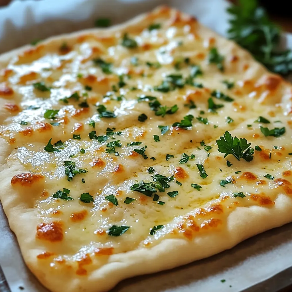 A pizza with cheese and herbs on top.