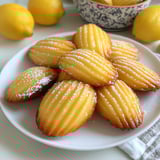 Golden pastries dusted with powdered sugar on a plate.